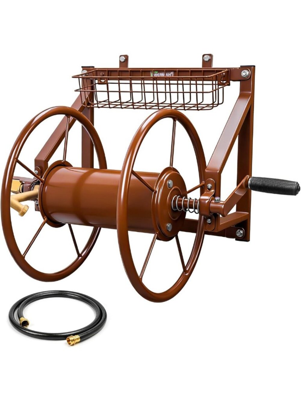 Heavy Duty Wall Mount Garden Hose Reel - Holds 155ft 5/8" Hose, Metal Design